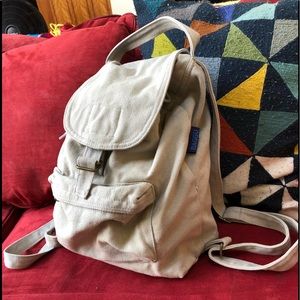 Baggu light grey/green drawstring canvas backpack